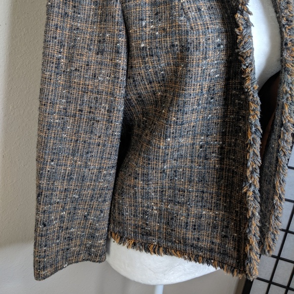 Pendleton Vintage Wool Tweed Frayed Hem Blazer Brown Career - Picture 3 of 5